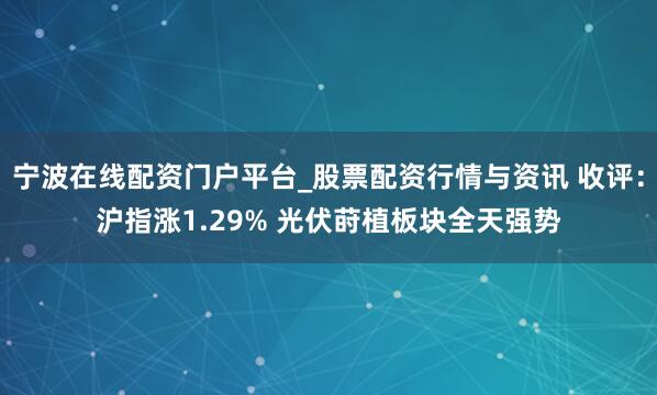 宁波在线配资门户平台_股票配资行情与资讯 收评:沪指涨1.29% 光伏莳植板块全天强势