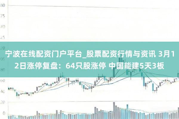 宁波在线配资门户平台_股票配资行情与资讯 3月12日涨停复盘:64只股涨停 中国能建5天3板
