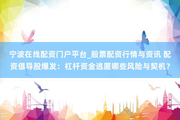 宁波在线配资门户平台_股票配资行情与资讯 配资倡导股爆发：杠杆资金逃匿哪些风险与契机？